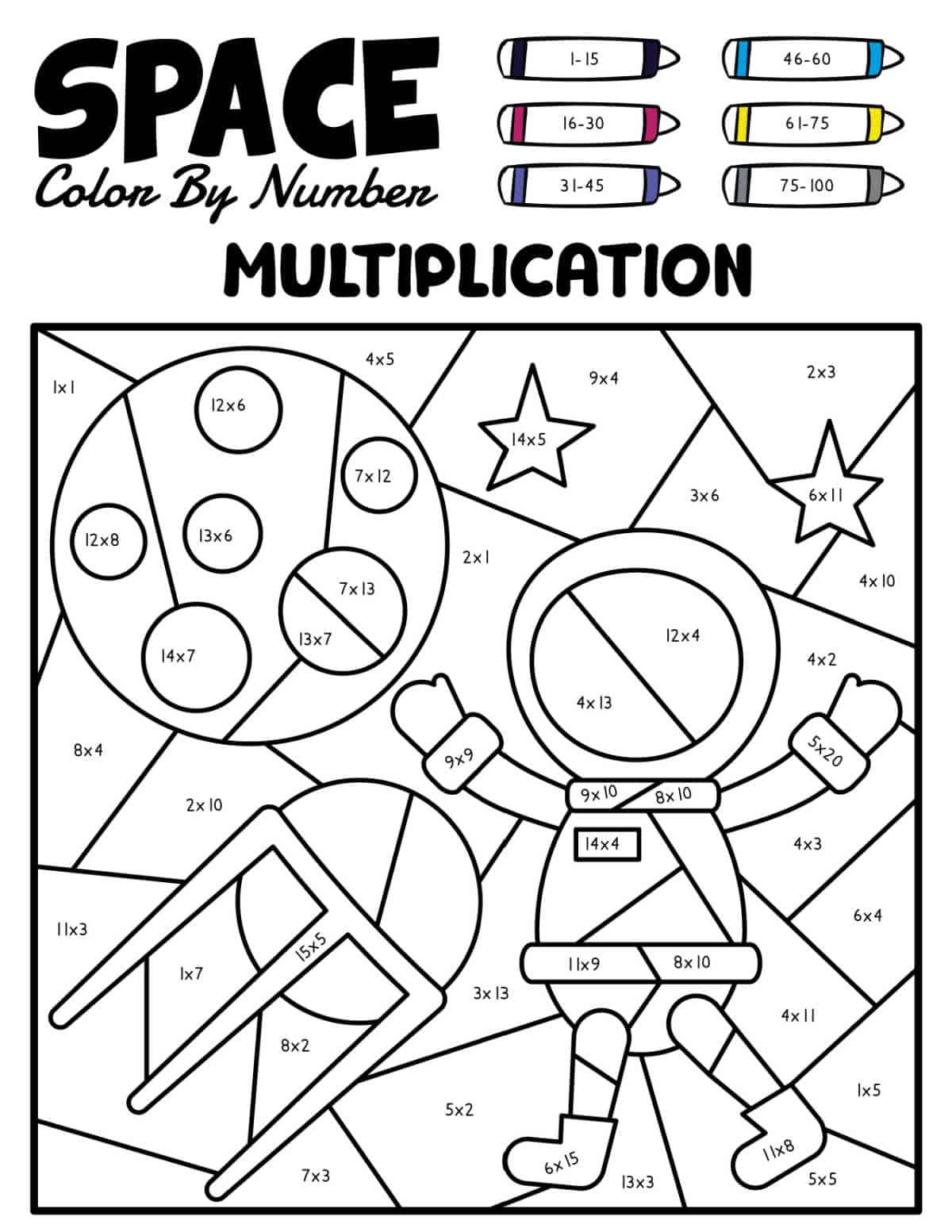 Free Multiplication Color by Number - Math Color by Number