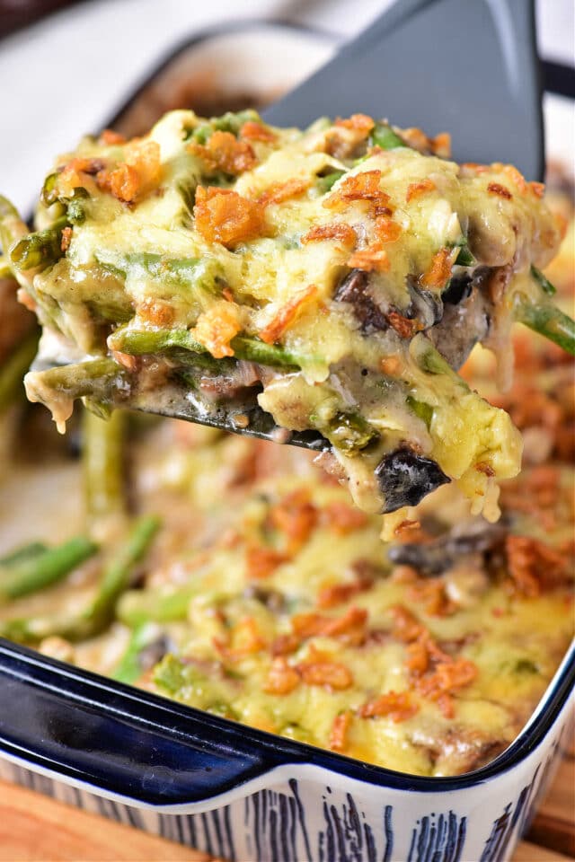 Cheesy Green Bean Casserole with Frozen Green Beans