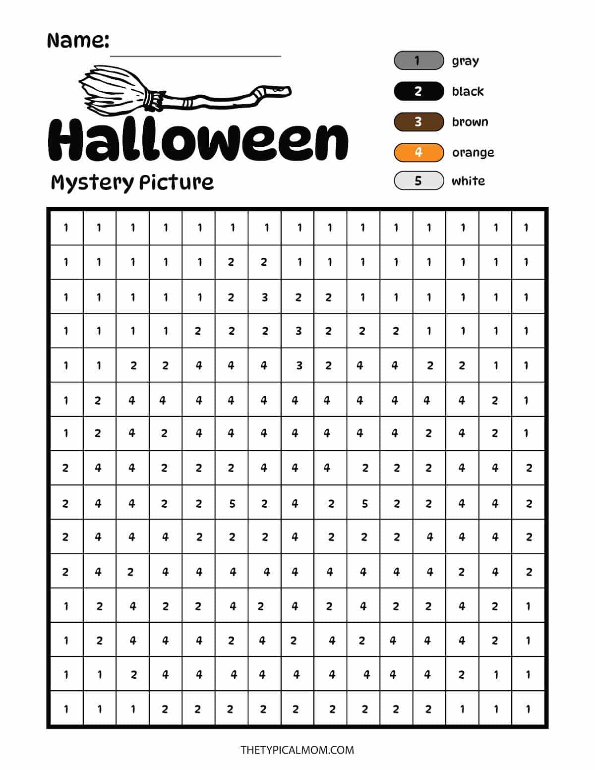 Free Halloween Color by Number - Halloween Pixel Art PDF Pages