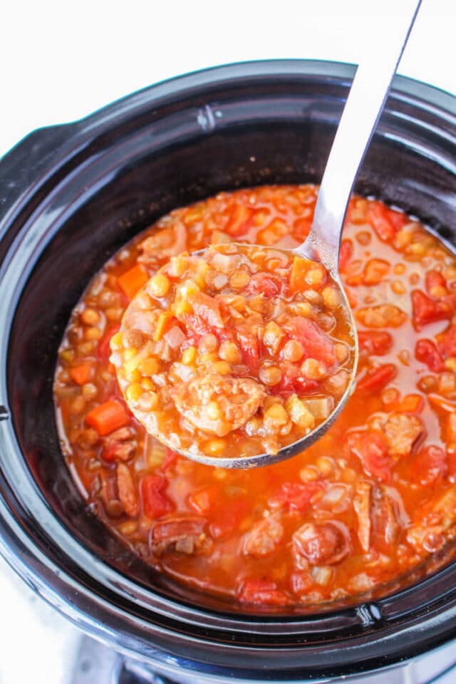 Slow Cooker Lentil Stew Recipe with Sausage Crockpot
