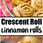 Crescent Roll Cinnamon Rolls baked to perfection in a pan, each golden treat topped with a drizzle of sweet white icing.