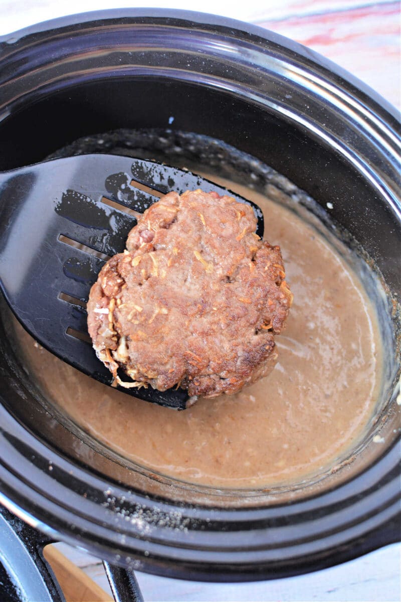 Slow Cooker Crockpot Salisbury Steak with Hamburger Patties