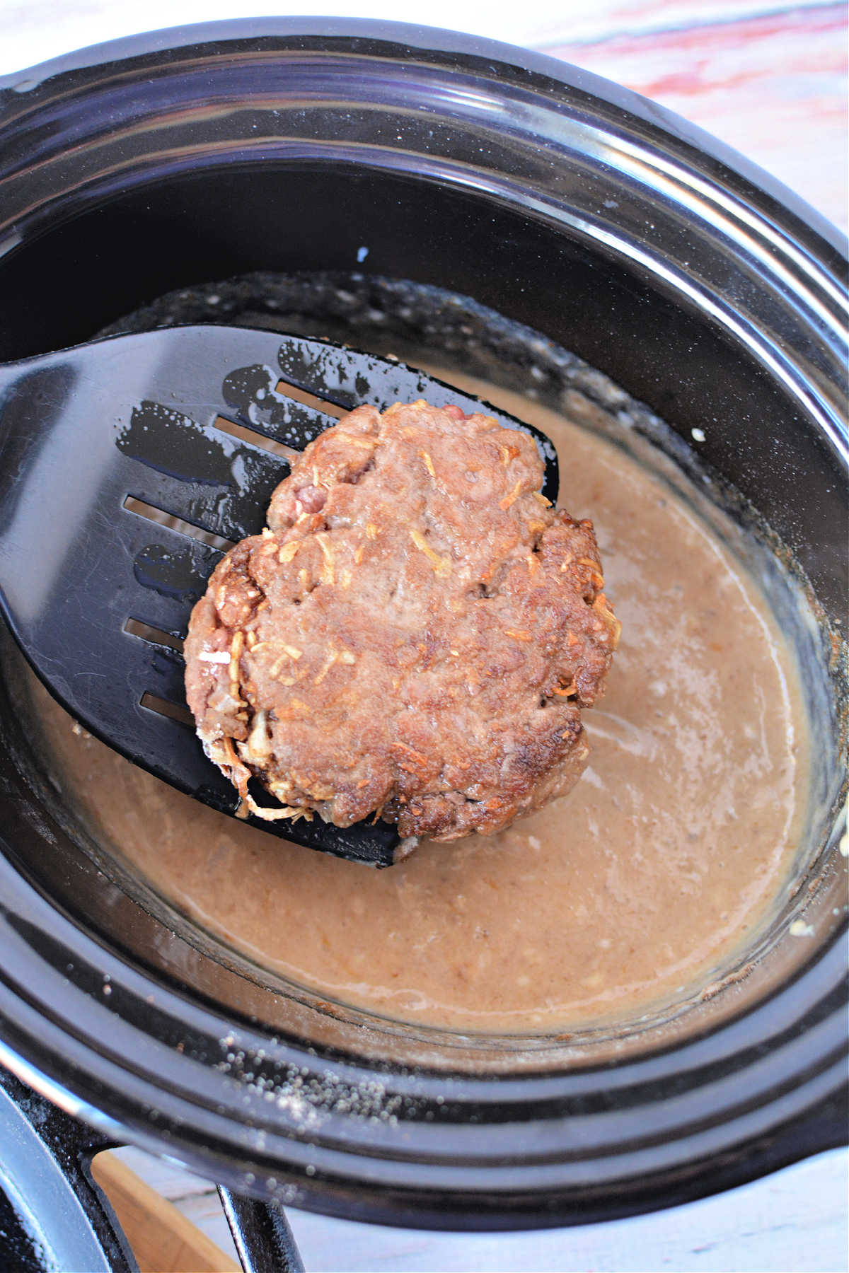 Slow Cooker Crockpot Salisbury Steak with Hamburger Patties