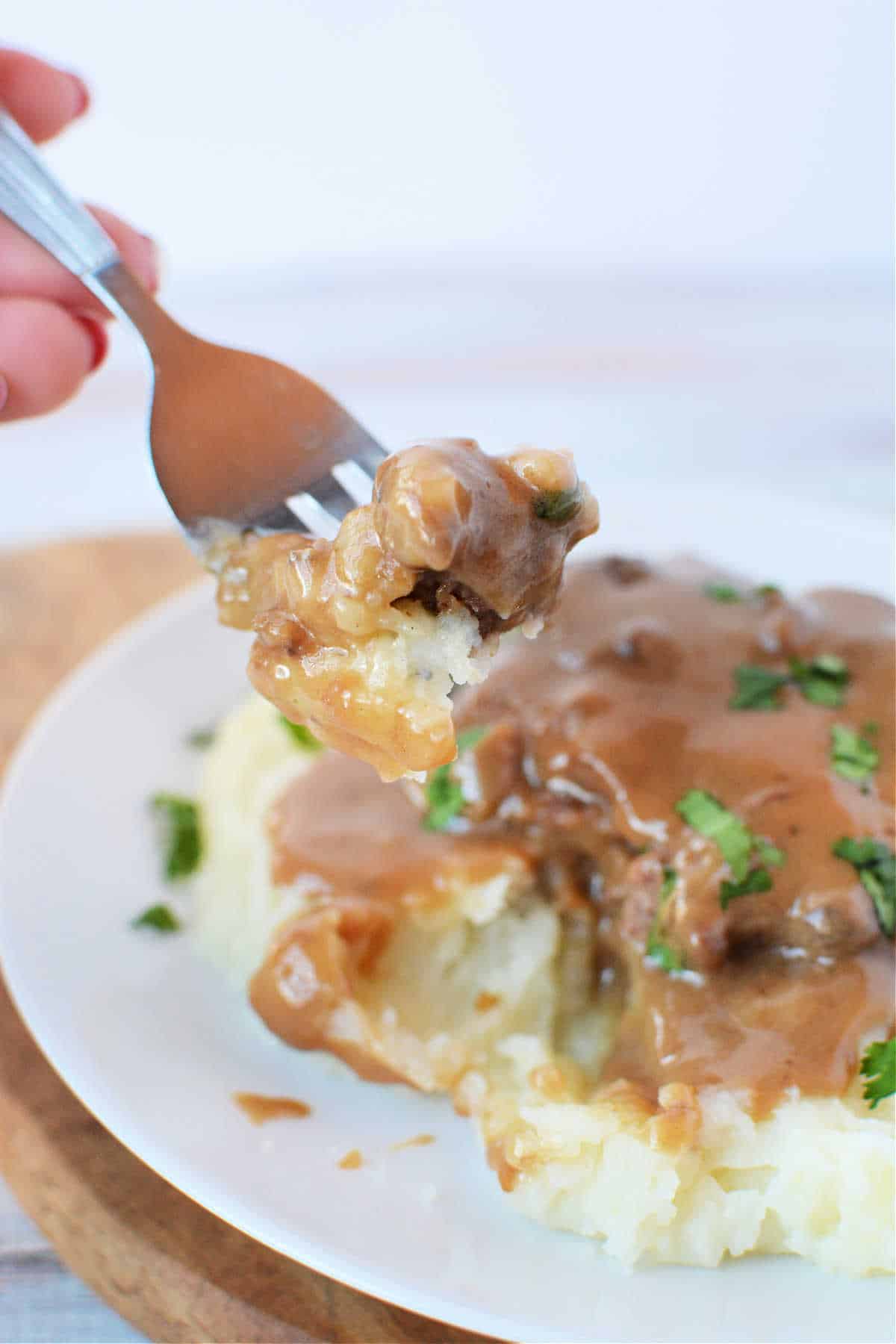 Slow Cooker Crockpot Salisbury Steak with Hamburger Patties