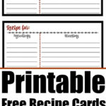 Printable recipe cards featuring blank sections for ingredients and directions, labeled Free Recipe Cards.