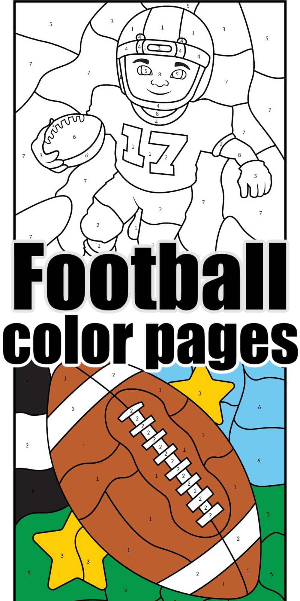 Free Football Coloring Pages - Super Bowl Color by Number Page