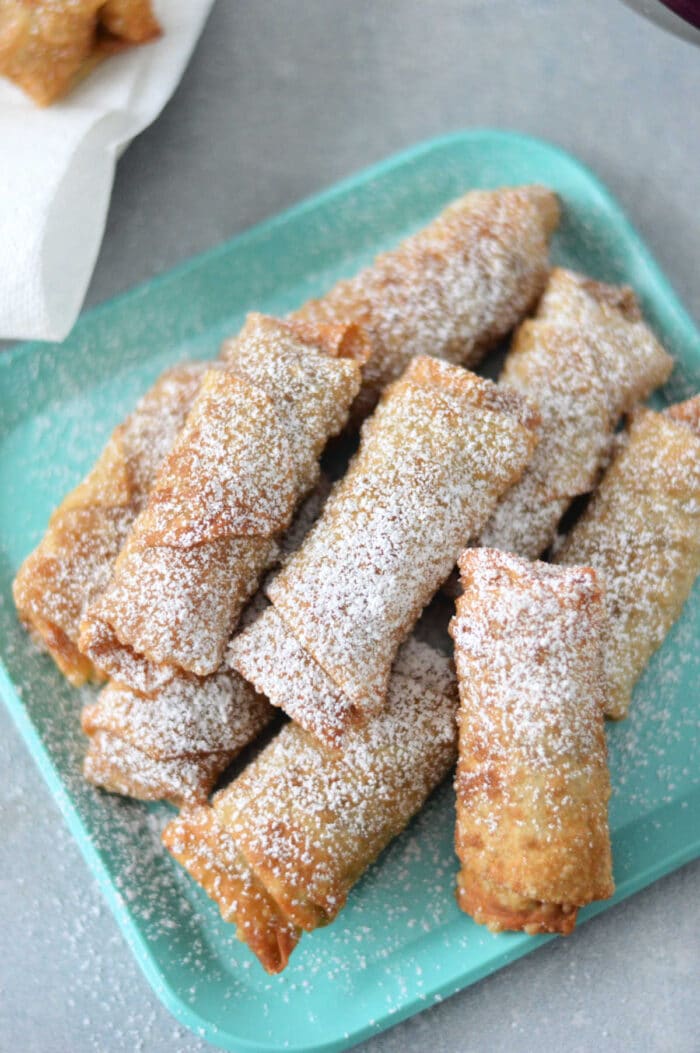 Peach Cobbler Egg Rolls with Canned Peaches