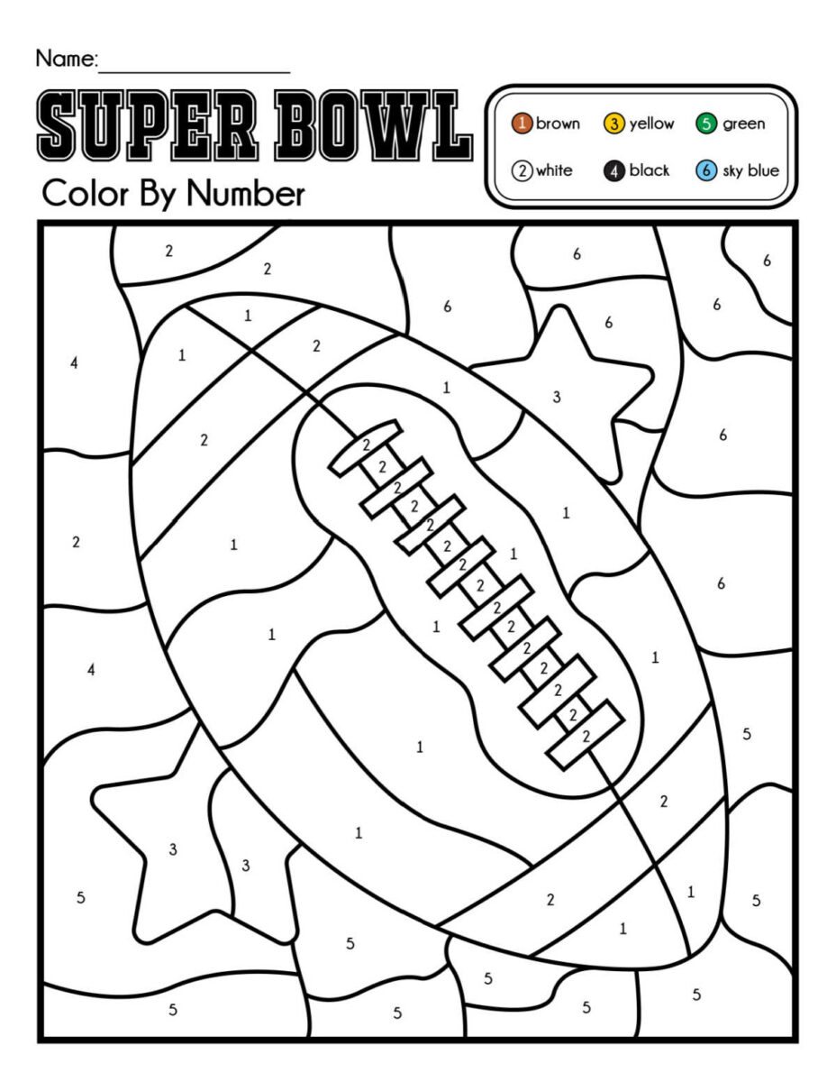 Free Football Coloring Pages - Super Bowl Color by Number Page