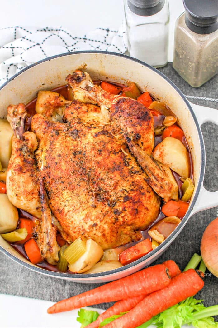 Pot Roast Chicken - Chicken in a Pot - Chicken Pot Roast in Oven