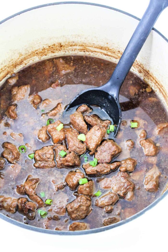 Easy Braised Beef Tips on the Stove in Dutch Oven