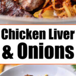 Cooked chicken livers topped with crispy fried onions, demonstrating how to cook chicken liver.
