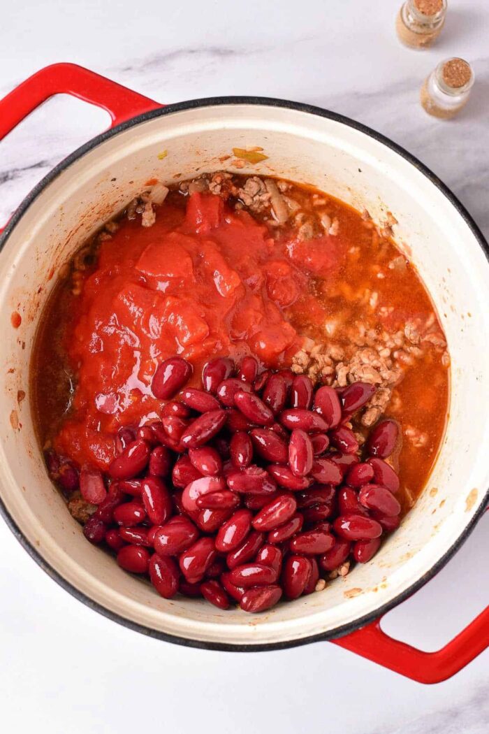 Chili with Dried Beans on the Stove