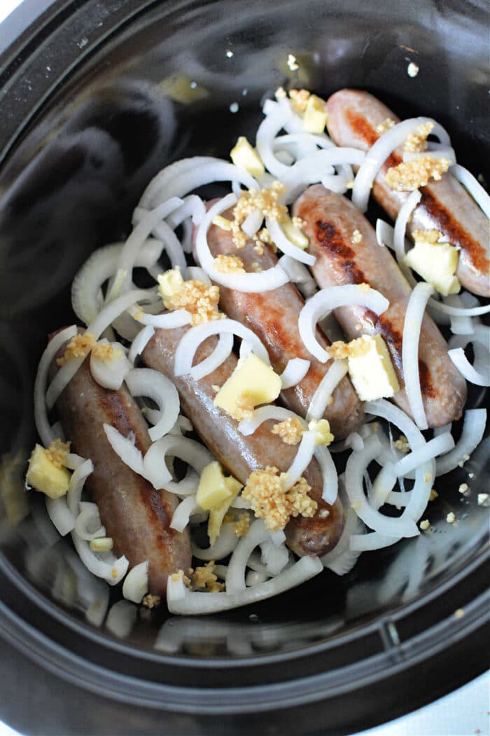 brats and sausages in the Crock pot