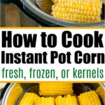 Instant pot corn on the cob pieces sit in a steamer basket, ready to cook, shown from above.