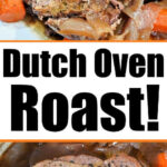 Juicy Dutch oven roast beef with onions and carrots, cooked tender and sliced, served in a savory broth—this classic dutch oven roast is the perfect comfort food.
