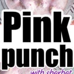 Close-up of a pink sherbet punch with colorful sprinkles, overlaid with the text Pink Punch Recipe.