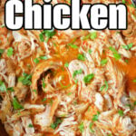 Slow cooker peri peri chicken: shredded poultry in a spicy sauce with herbs.